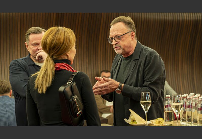 Комментатор Виктор Гусев (справа) на закрытом показе фильма «Федя. Народный футболист»