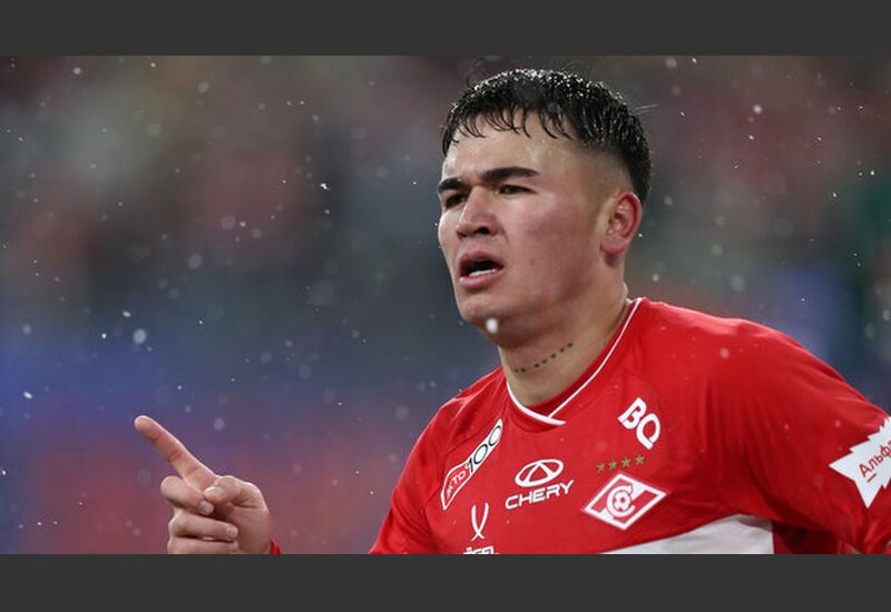 Футболист «Спартака» Манфред Угальде празднует гол в матче с «Локомотивом».