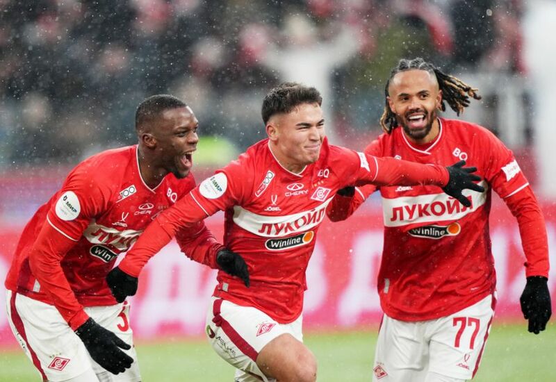 Игроки «Спартака» празднуют гол Игроки «Спартака» празднуют гол