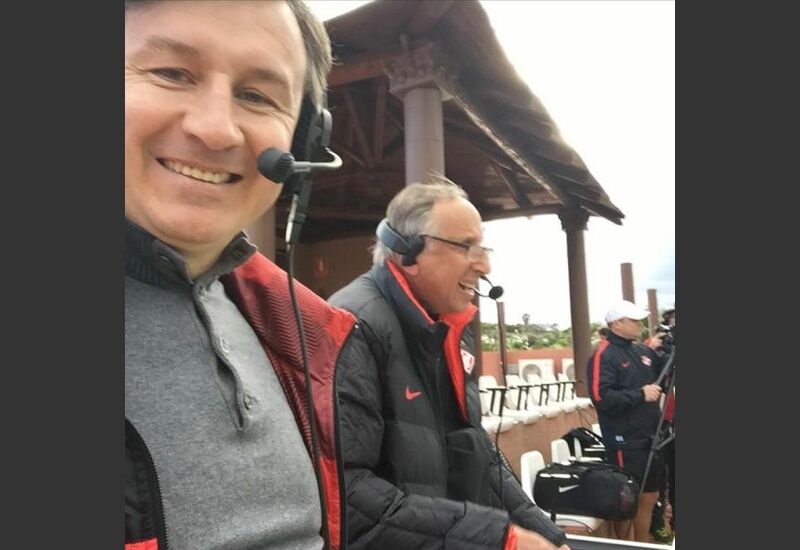 Дмитрий Градиленко на комментаторской позиции с Леонидом Трахтенбергом